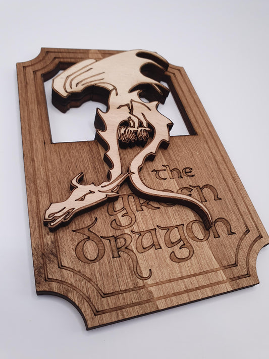 Wall decoration miniature sign mini inn Green Dragon inn lord of the rings cute heroic fantasy dollhouse hobbit