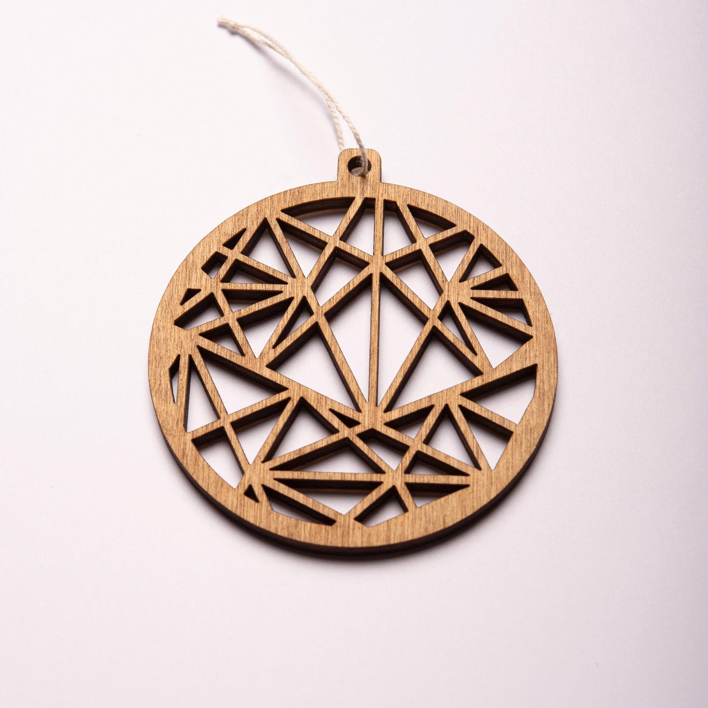 Set of 3 Wooden Christmas Baubles - Modern Geometric Decorations - Laser Cut Plywood Handcrafted Ornaments - Tree Hangings
