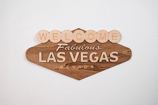 Plaque murale bois Welcome to Fabulous Las Vegas – Décoration USA vintage rétro – Souvenir voyage Nevada casino jeux – Made in France