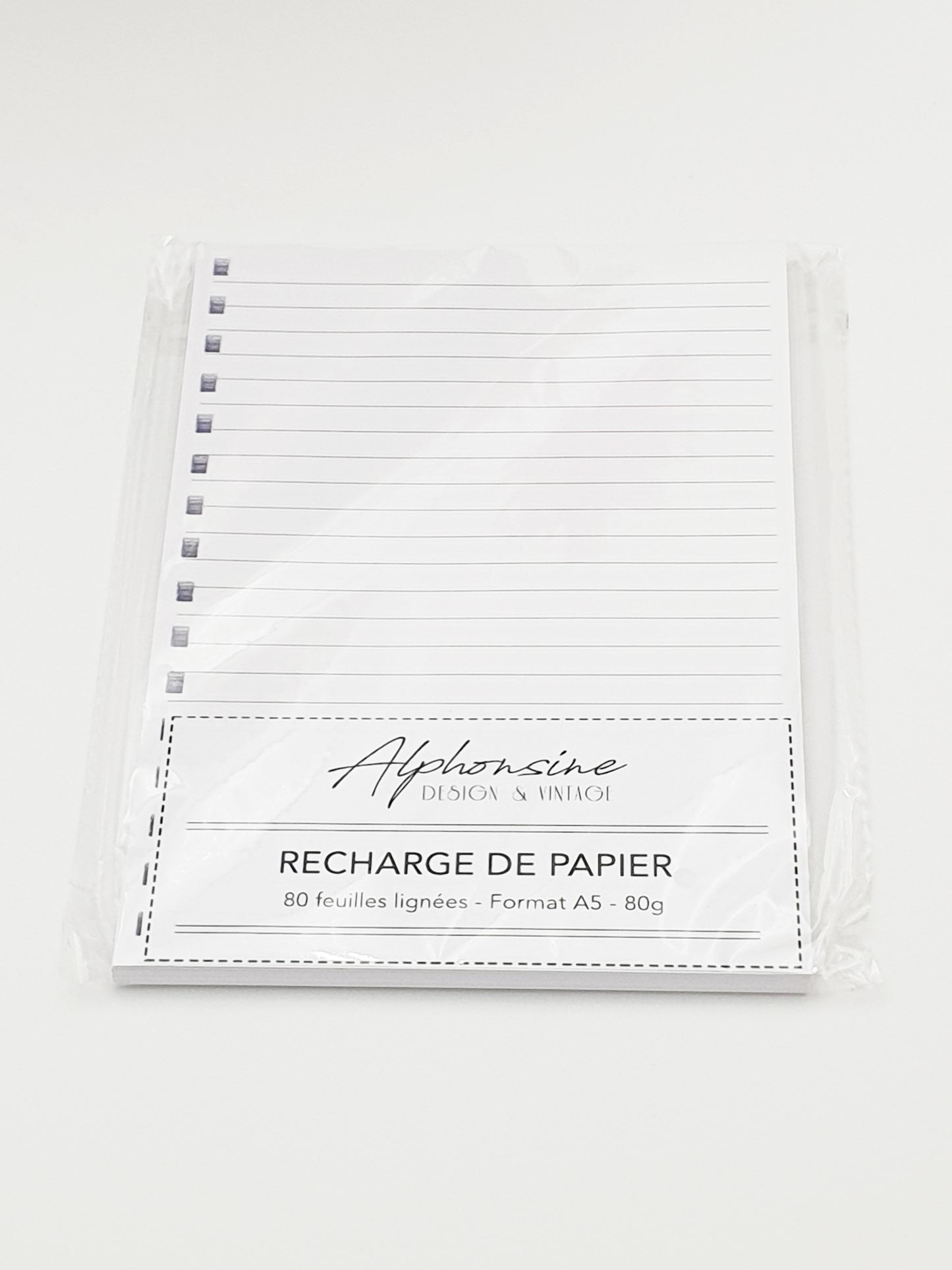 Recharge papier ligné A5 – 80 feuilles (160 pages) – Papier 80g