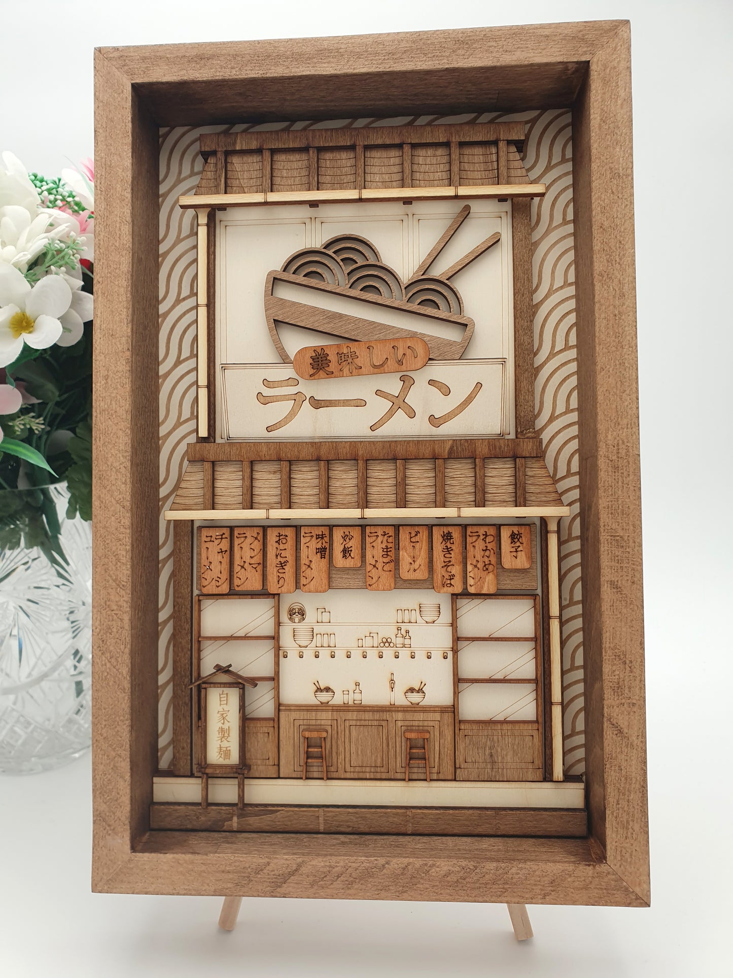 Tableau décoratif en bois – Restaurant boutique de ramen japonaise – Décoration murale artisanale inspirée du Japon