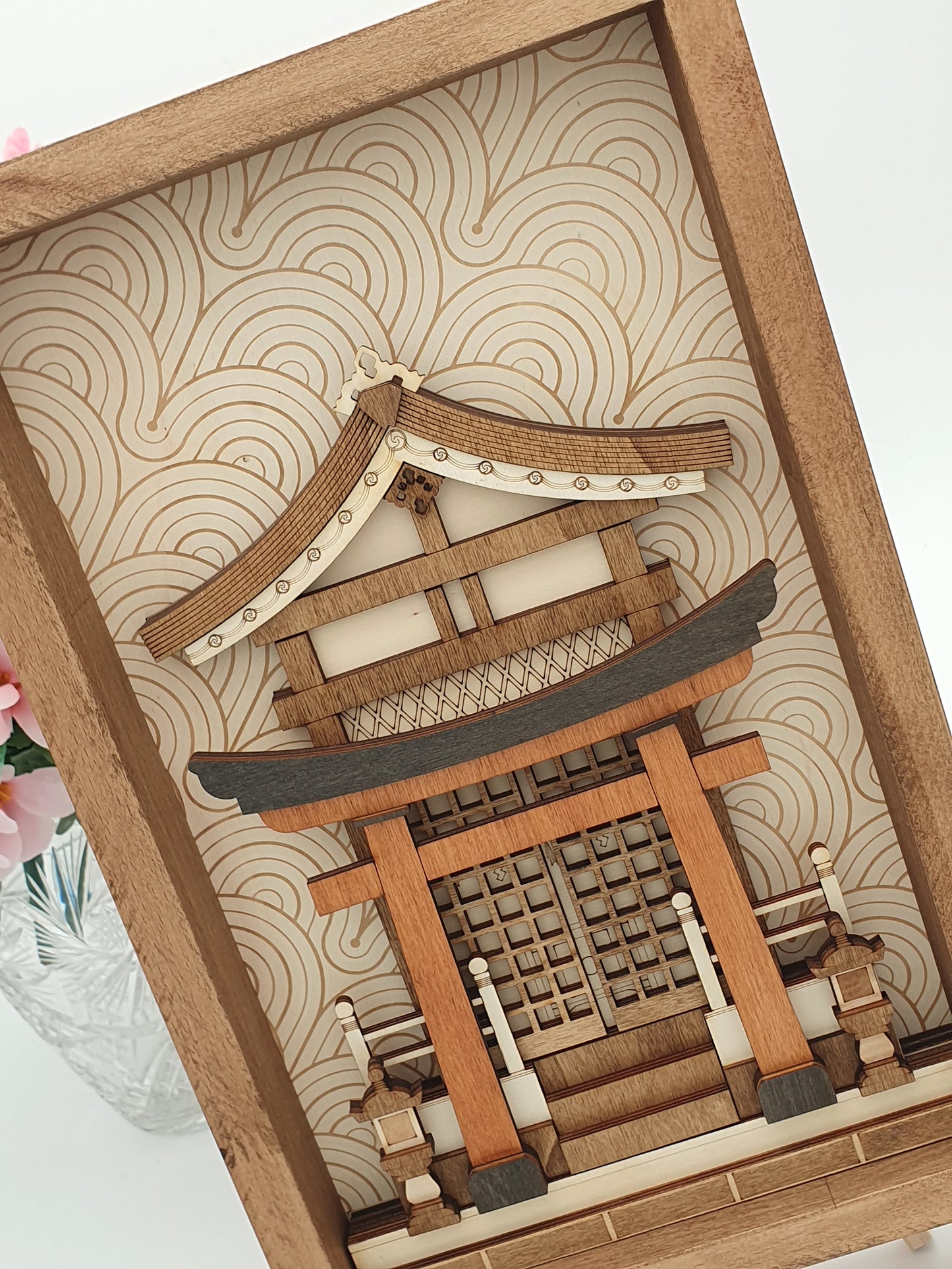 Tableau décoratif en bois – Temple Japonais - Sanctuaire Shinto – Décoration murale artisanale inspirée du Japon