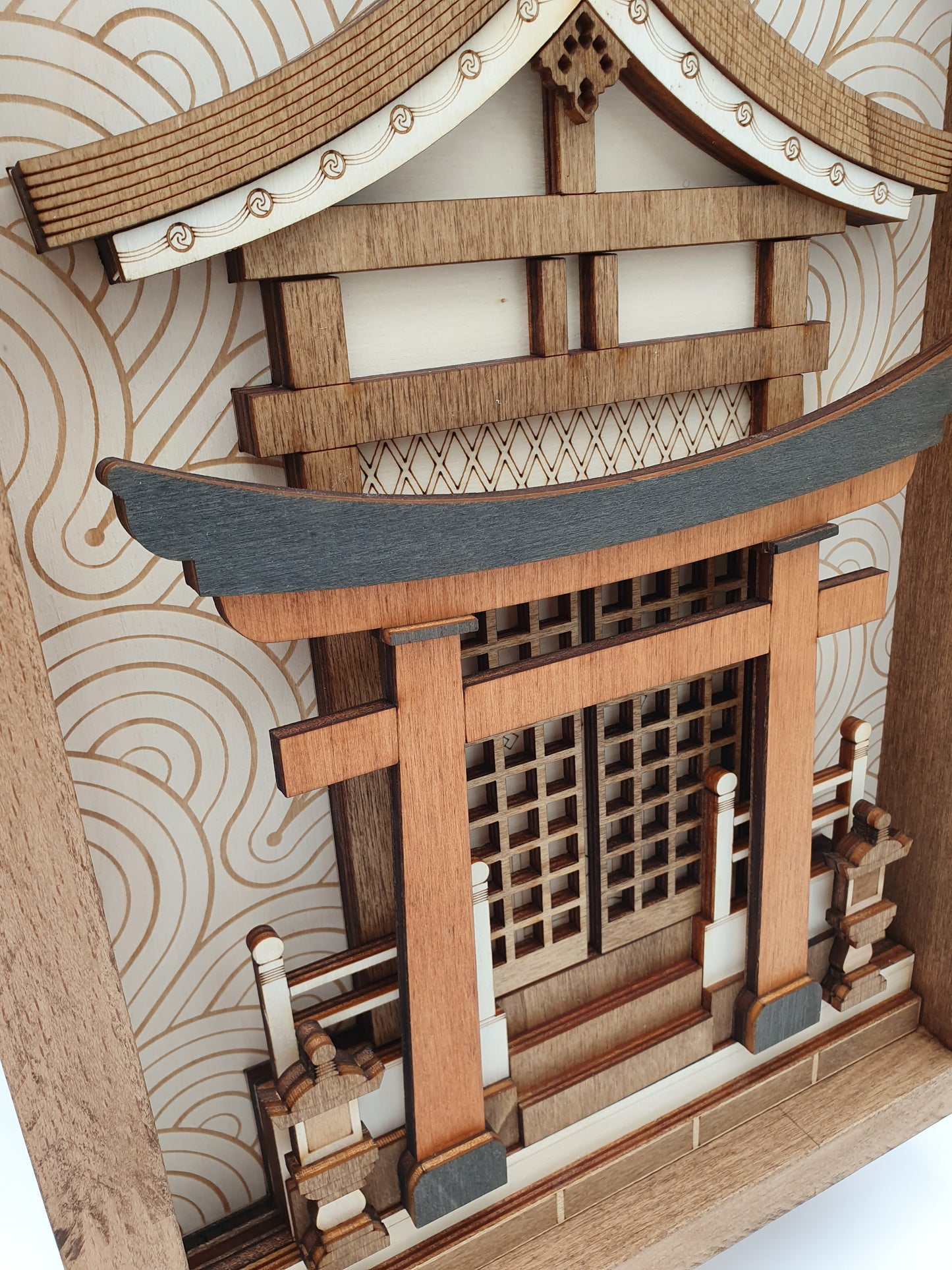 Tableau décoratif en bois – Temple Japonais - Sanctuaire Shinto – Décoration murale artisanale inspirée du Japon