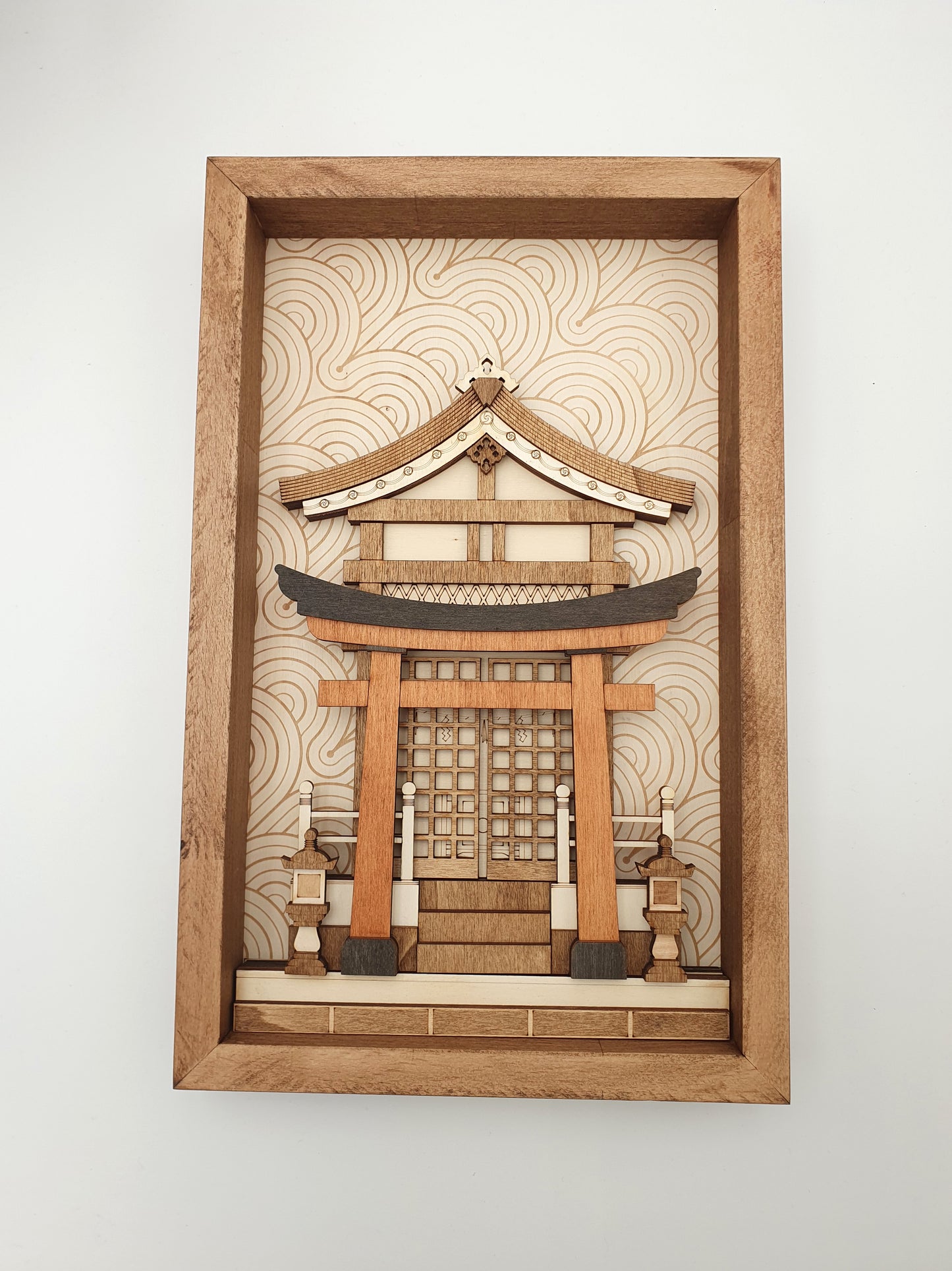 Tableau décoratif en bois – Temple Japonais - Sanctuaire Shinto – Décoration murale artisanale inspirée du Japon