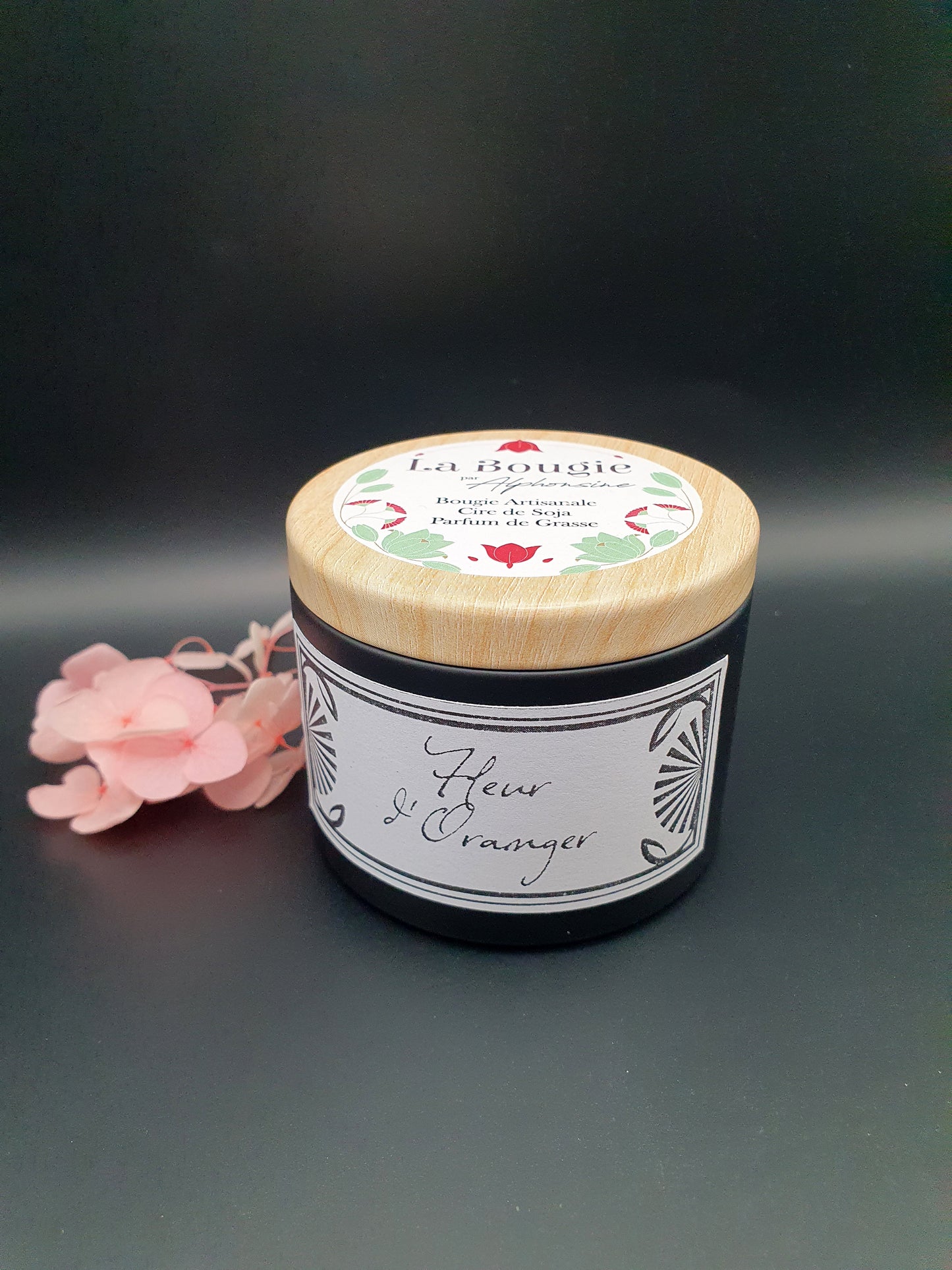 Bougie parfumée Fleur d'oranger – Black Edition | Cire de soja naturelle | Fabriquée en France