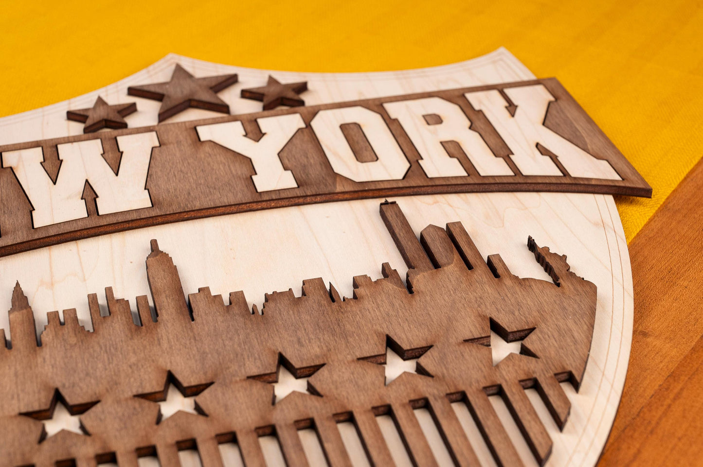 New York Wooden Wall Decor - USA Skyline - Big Apple American Style Vintage Retro Sign