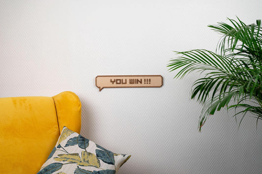 Pixel Bubble "You Win!!!" - Retrogaming Geek Gaming Room Wooden Wall Decoration Retro Vintage Gamer Gift