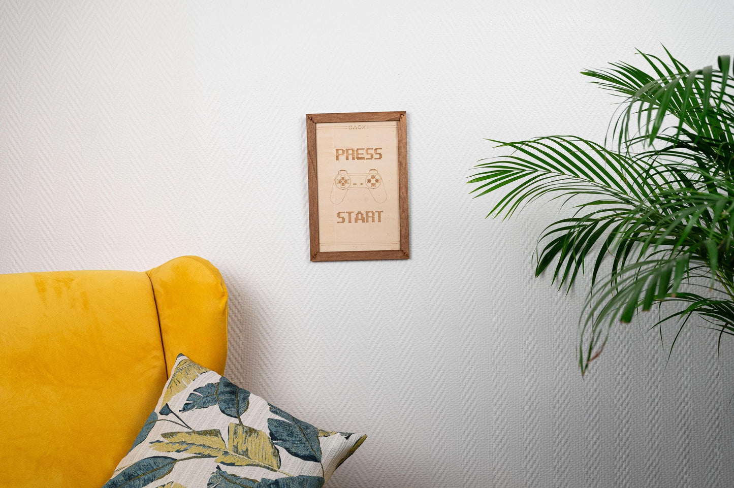 Tableau mural "Press Start" en bois – Décoration rétro gaming pixel 8bit – Cadeau geek vintage – Playstation Nostalgie 90s Enfance Rétro