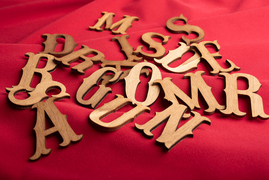 Decorative letters wood vintage retro circus western old personalized first name text cute child gift idea