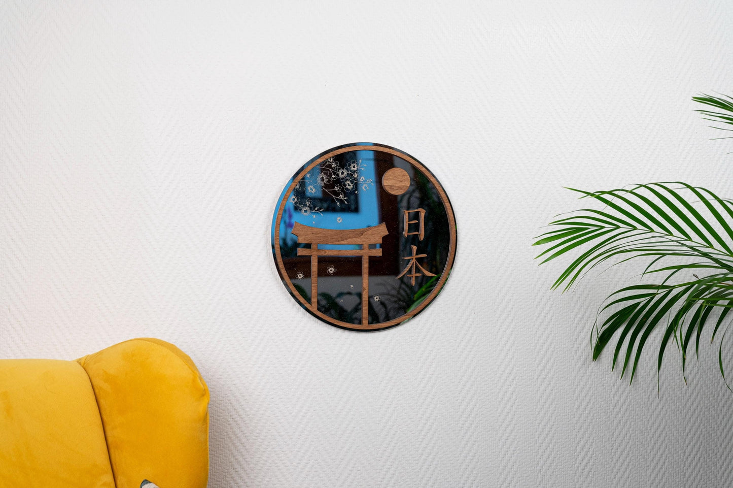Japan Nihon Mirror - Wooden wall decoration traditional culture torii sakura garden cherry blossoms nature