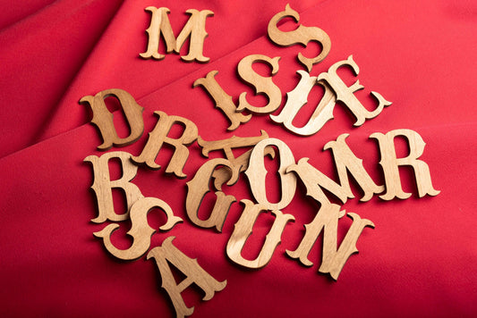 Decorative letters wood vintage retro circus western old personalized first name text cute child gift idea