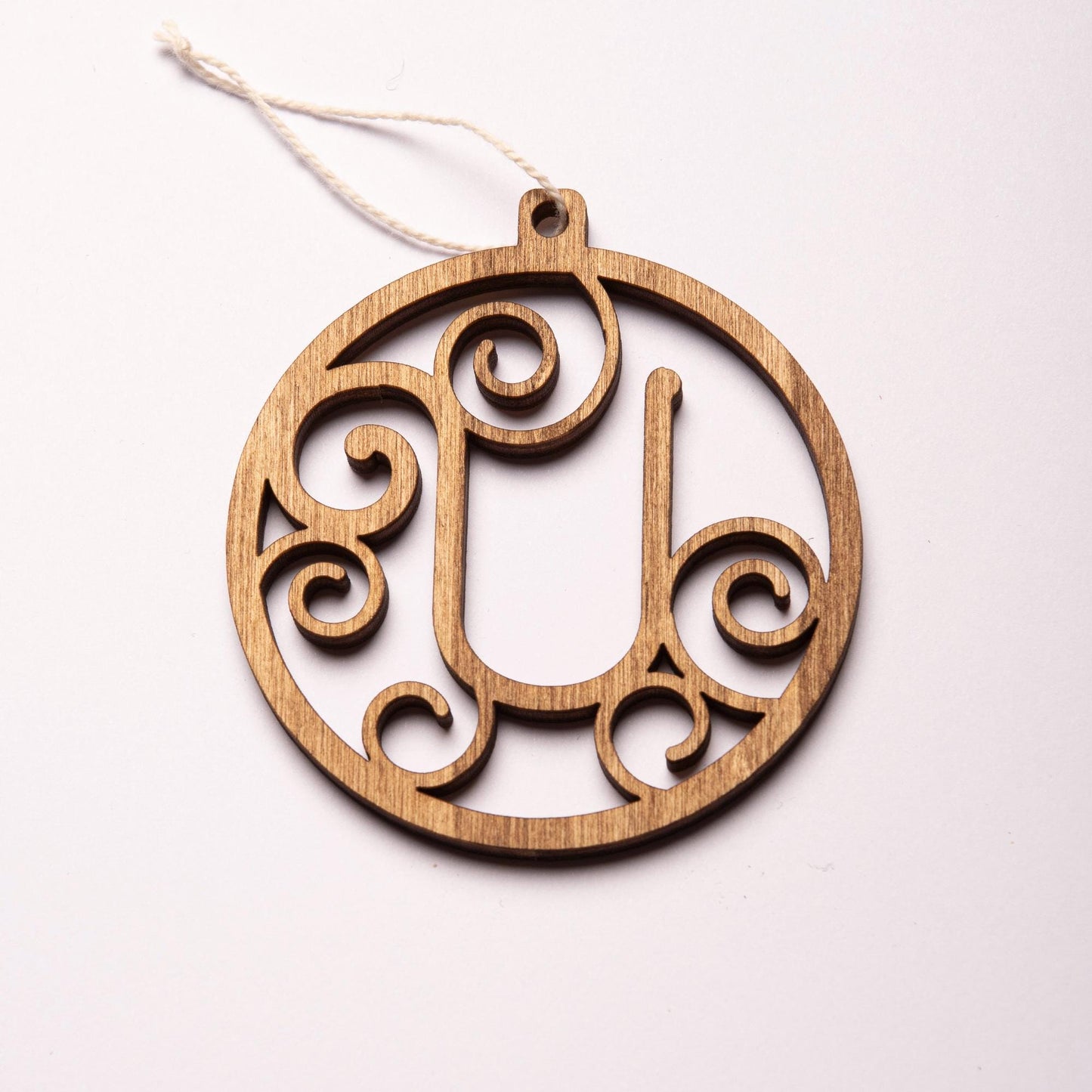 Wooden Christmas ball with alphabet letter - Personalized initial - Handmade tree decoration - 26 letters available Gift idea