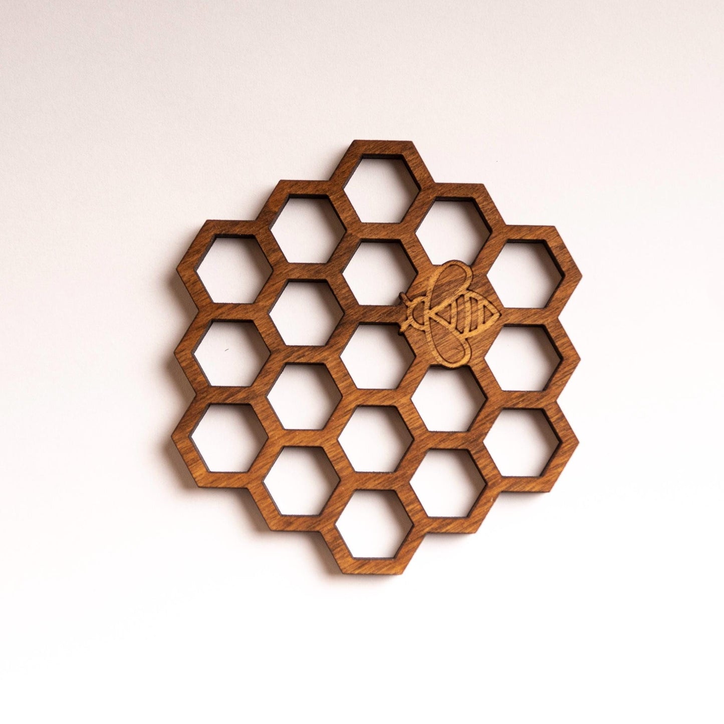 Set of 6 honeycomb bumblebee wood coasters retro vintage hexagonal housewarming gift box beekeeping whiskey