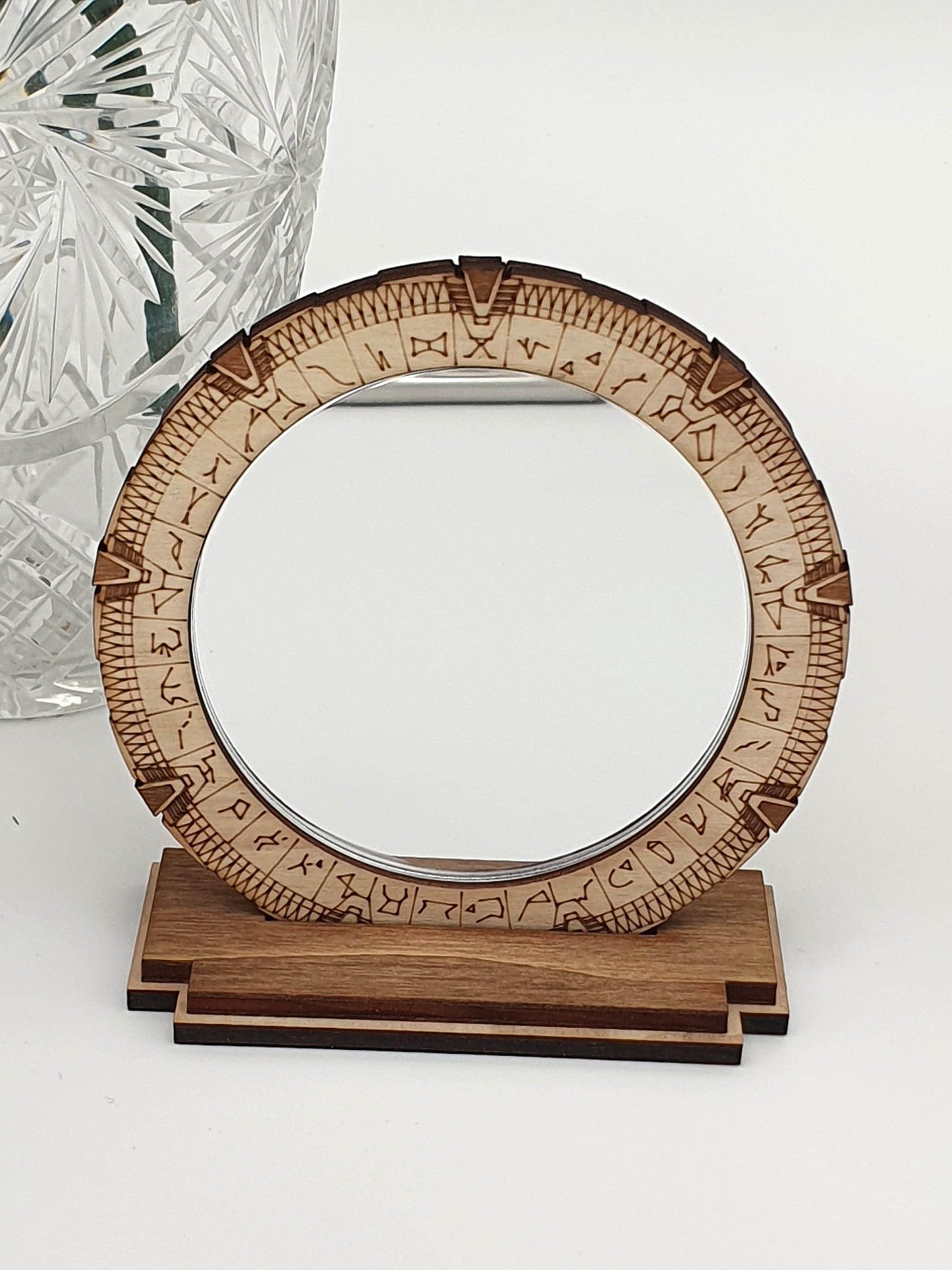 Miroir décoratif à poser Stargate miniature Porte des étoiles fanart pièce unique série TV années 90 rétro vintage nostalgie maquillage