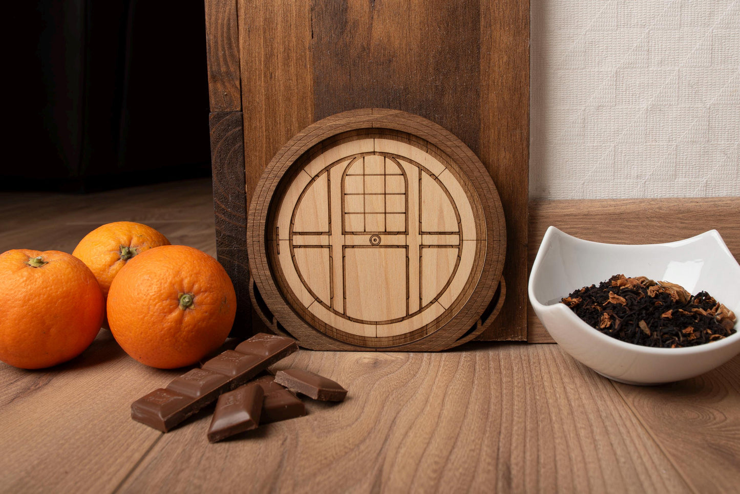 Mini Decorative Wooden Hobbit Door - Lord of the Rings Shire Style Fantasy Wall Decor - Cute Art Nouveau Gift Idea