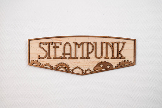 Steampunk Wooden Wall Sconce – Bioshock Inspired Retrofuturistic Decor – Vintage Geek Wall Plaque – Art Deco