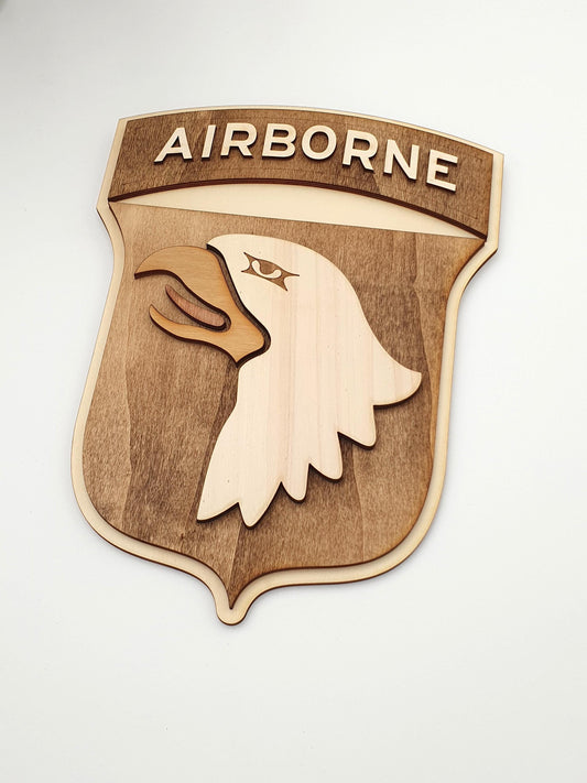 101st Airborne Wood Wall Sconce | Vintage US Army Military Decor | WW2 Veteran Gift Militaria