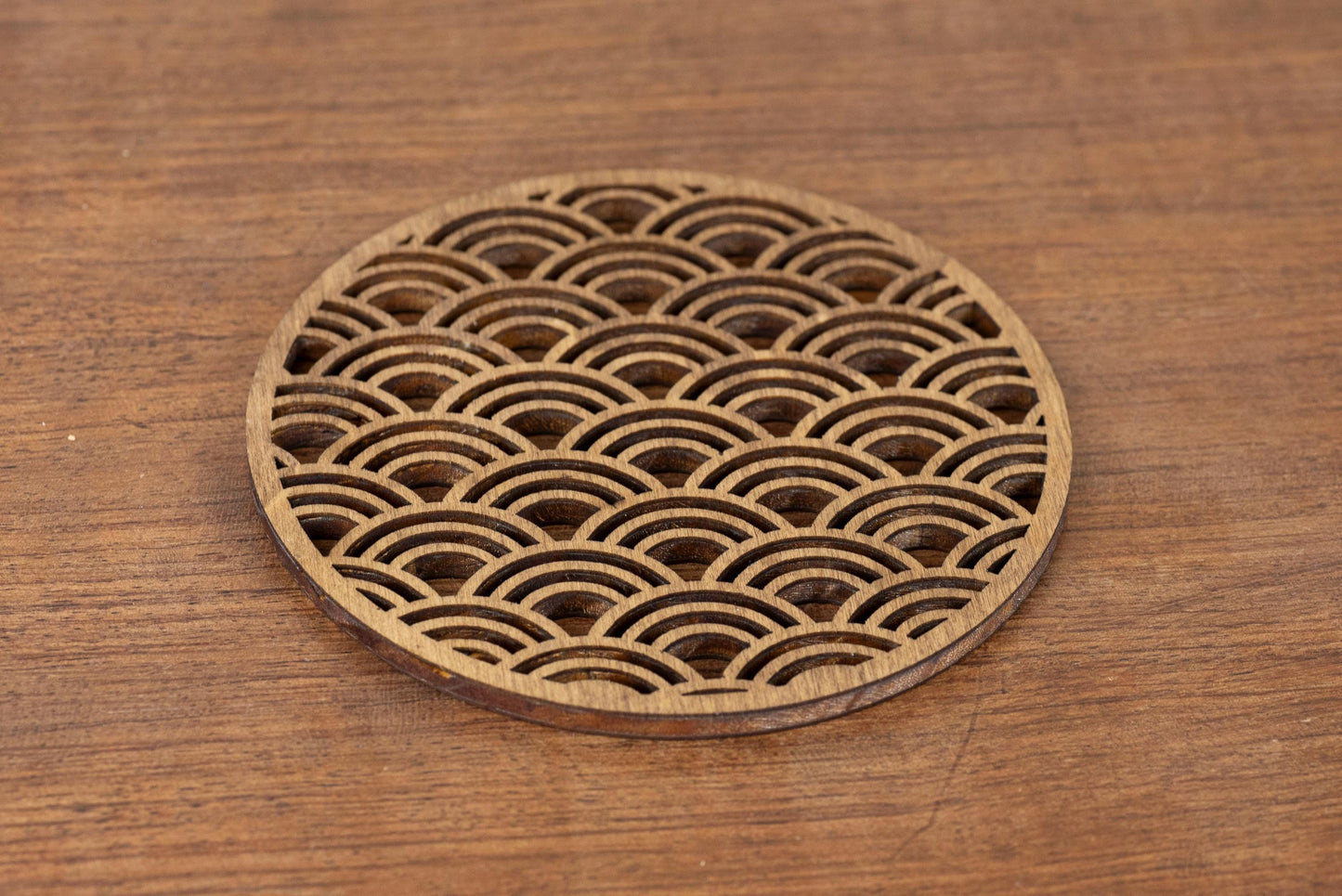 Lot de 3 sous-verres en bois Japon Traditionnel - motifs Sakura Vague Nuage - décoration rétro vintage japonais