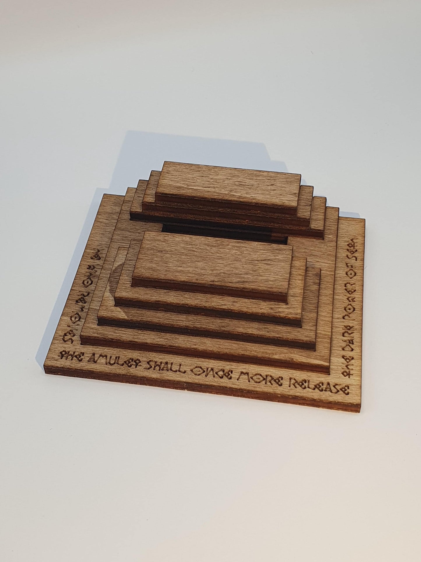 Tomb Raider Inspired Horus Amulet - Egyptian Ankh in Wood - Mystical Sculpture with Hieroglyphs and Red Stone - Fantasy Decor