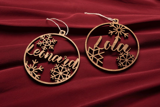 Christmas Snowflake Ball Suspension Personalized Name Birth Gift First Christmas Baby or Animals Unique