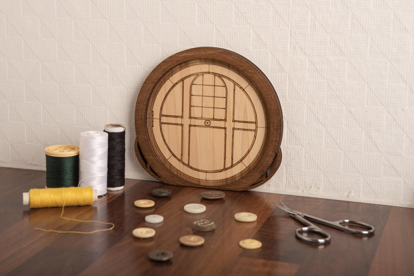 Mini Decorative Wooden Hobbit Door - Lord of the Rings Shire Style Fantasy Wall Decor - Cute Art Nouveau Gift Idea