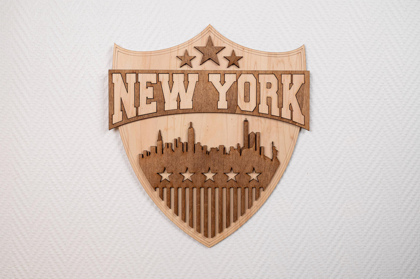 New York Wooden Wall Decor - USA Skyline - Big Apple American Style Vintage Retro Sign