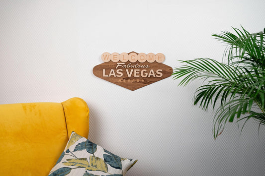 Welcome to Fabulous Las Vegas – Plaque murale en bois vintage USA