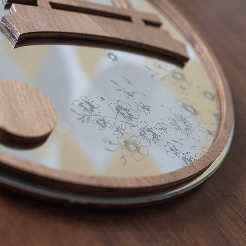 Japan Nihon Mirror - Wooden wall decoration traditional culture torii sakura garden cherry blossoms nature