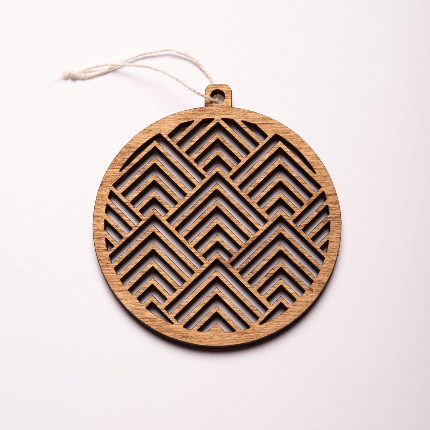 Set of 3 Wooden Christmas Baubles - Modern Geometric Decorations - Laser Cut Plywood Handcrafted Ornaments - Tree Hangings