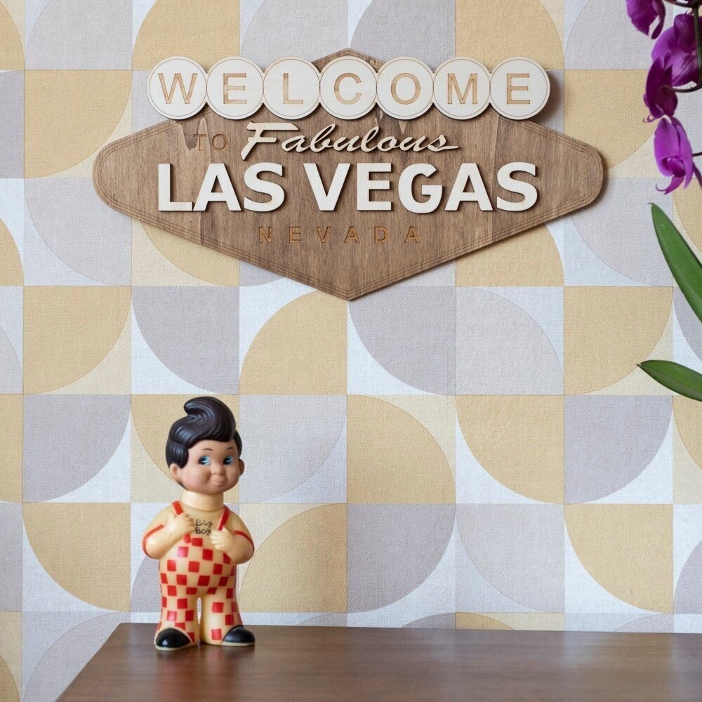 Plaque murale bois Welcome to Fabulous Las Vegas – Décoration USA vintage rétro – Souvenir voyage Nevada casino jeux – Made in France
