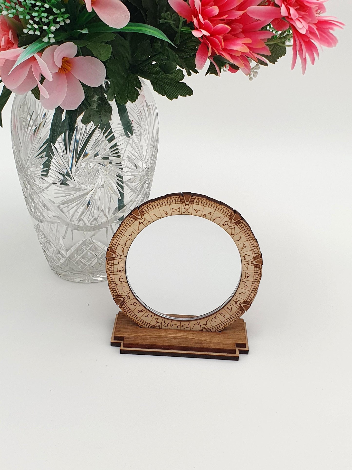 Miroir décoratif à poser Stargate miniature Porte des étoiles fanart pièce unique série TV années 90 rétro vintage nostalgie maquillage