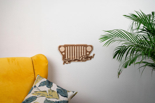 Jeep Willys wooden wall light – Vintage US WW2 military decoration – Old World War II vehicle painting – Made in France