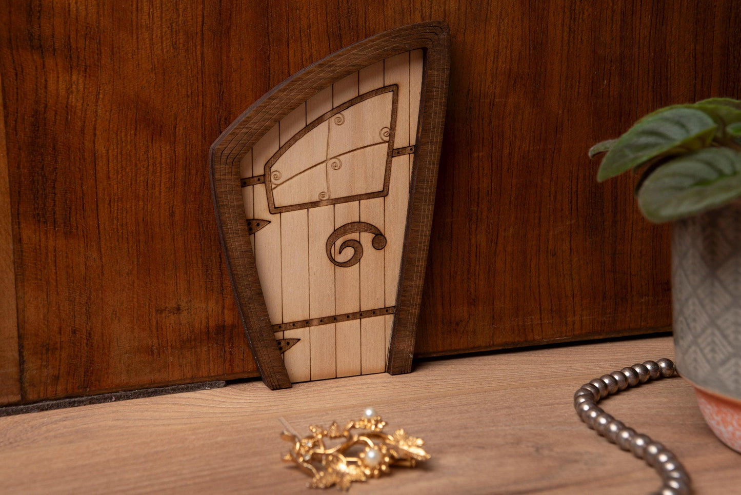 Alice in Wonderland Mini Wooden Decorative Door - Fantasy Imaginary Door - Fantasy Goblin Fairy Wall Decor