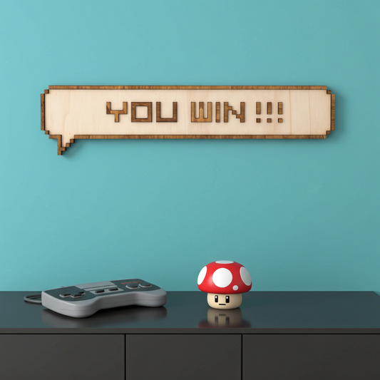 “You Win !!!” – Décoration murale bois rétro gaming