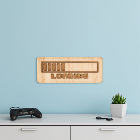 “Loading…” – Décoration murale bois rétro gaming pixel art