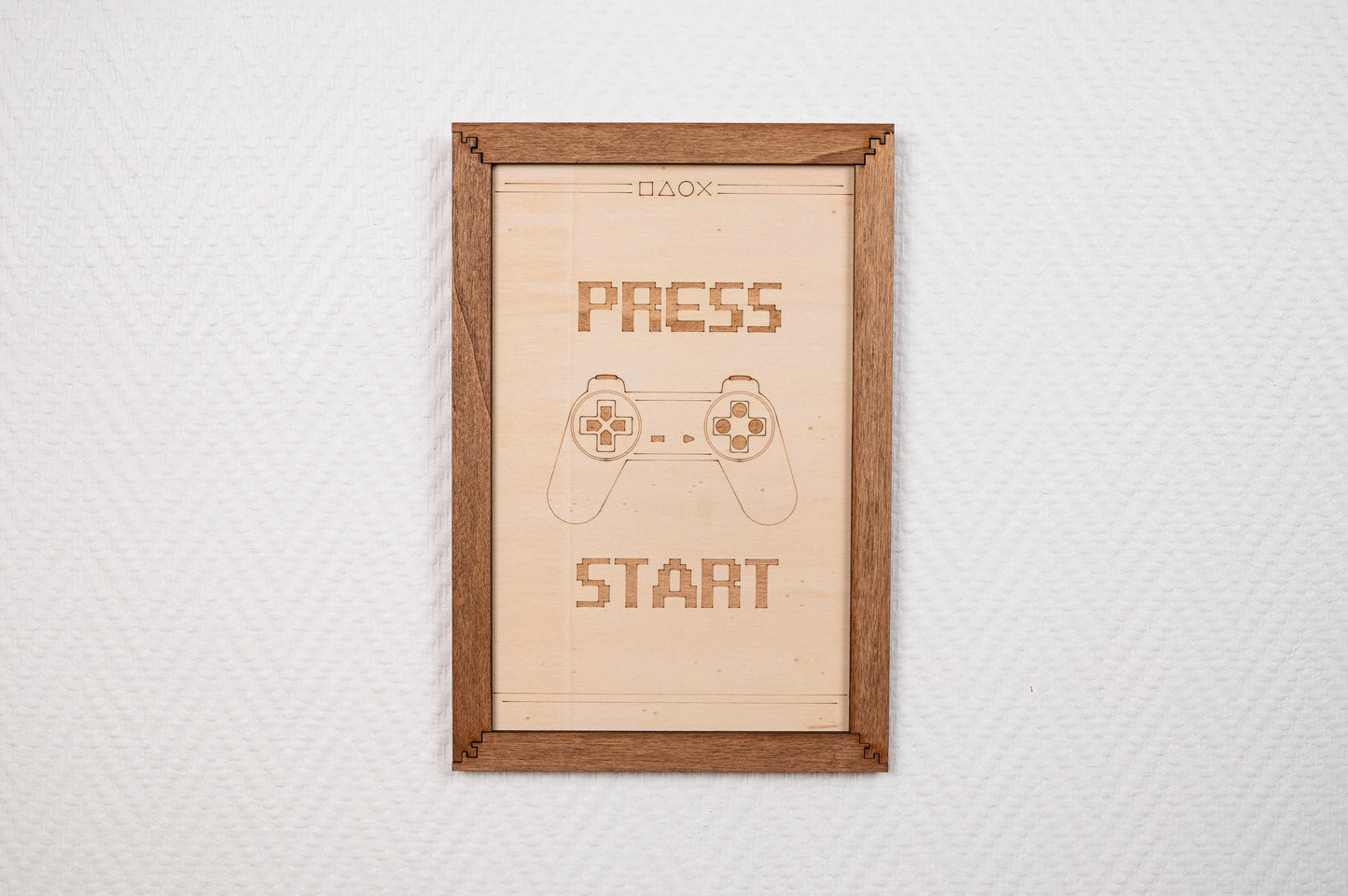 Tableau mural "Press Start" en bois – Décoration rétro gaming pixel 8bit – Cadeau geek vintage – Playstation Nostalgie 90s Enfance Rétro