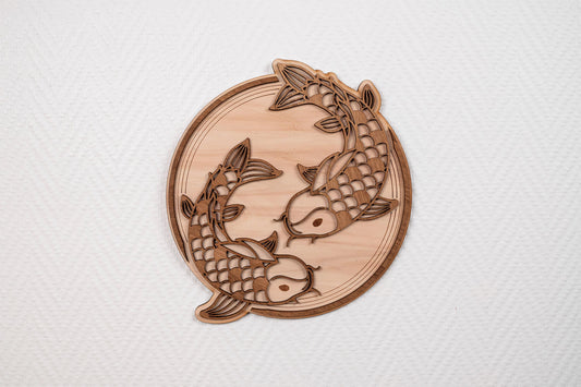 Japanese Koi Carp Wooden Wall Decor - Japanese Zen Wall Art - Handcrafted Wall Sconce - Asian Wooden Decor - Nishigikoi