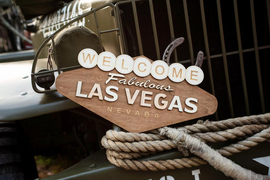 Welcome to Fabulous Las Vegas – Plaque murale en bois vintage USA