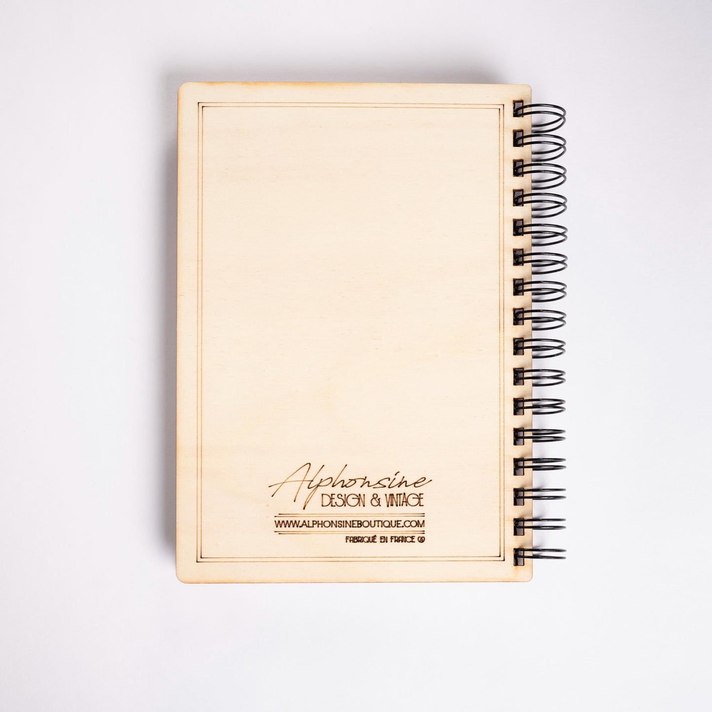 A5 light wood notebook – Refillable bullet journal – Traditional Japanese wave pattern – Made in France