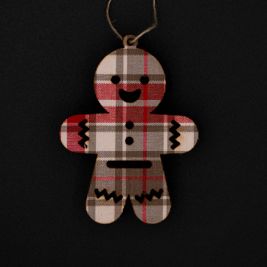 Suspension de Noël mannala – Décoration traditionnelle alsacienne en bois et tissu kelsch