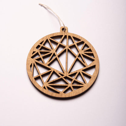 Set of 3 Wooden Christmas Baubles - Modern Geometric Decorations - Laser Cut Plywood Handcrafted Ornaments - Tree Hangings