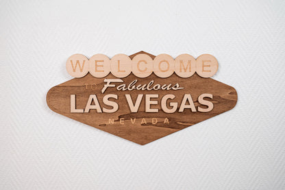 Plaque murale bois Welcome to Fabulous Las Vegas – Décoration USA vintage rétro – Souvenir voyage Nevada casino jeux – Made in France