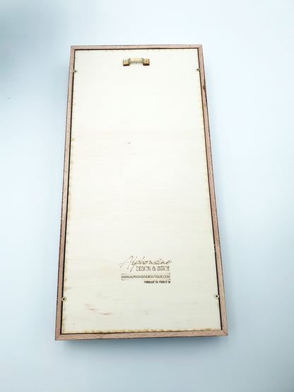 Tableau décoratif vague japonaise en bois découpé – cadre en bois – design inspiration Hokusai – déco murale zen et artisanale