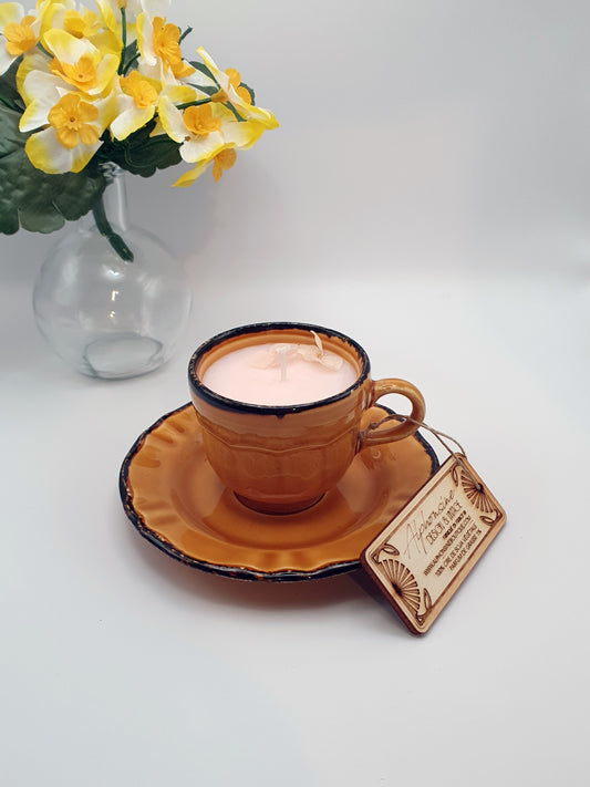 Bougie parfumée Fruits des bois dans tasse vintage – Cire végétale – Décoration et cadeau unique