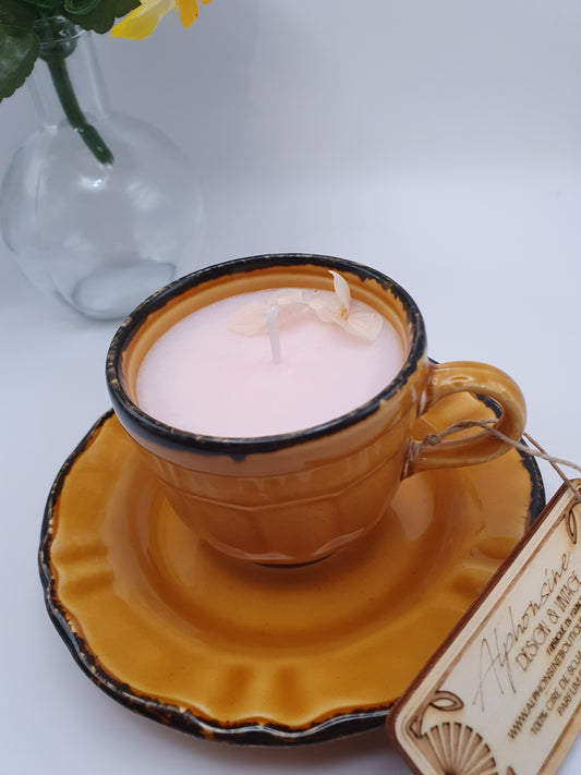 Bougie parfumée Fruits des bois dans tasse vintage – Cire végétale – Décoration et cadeau unique