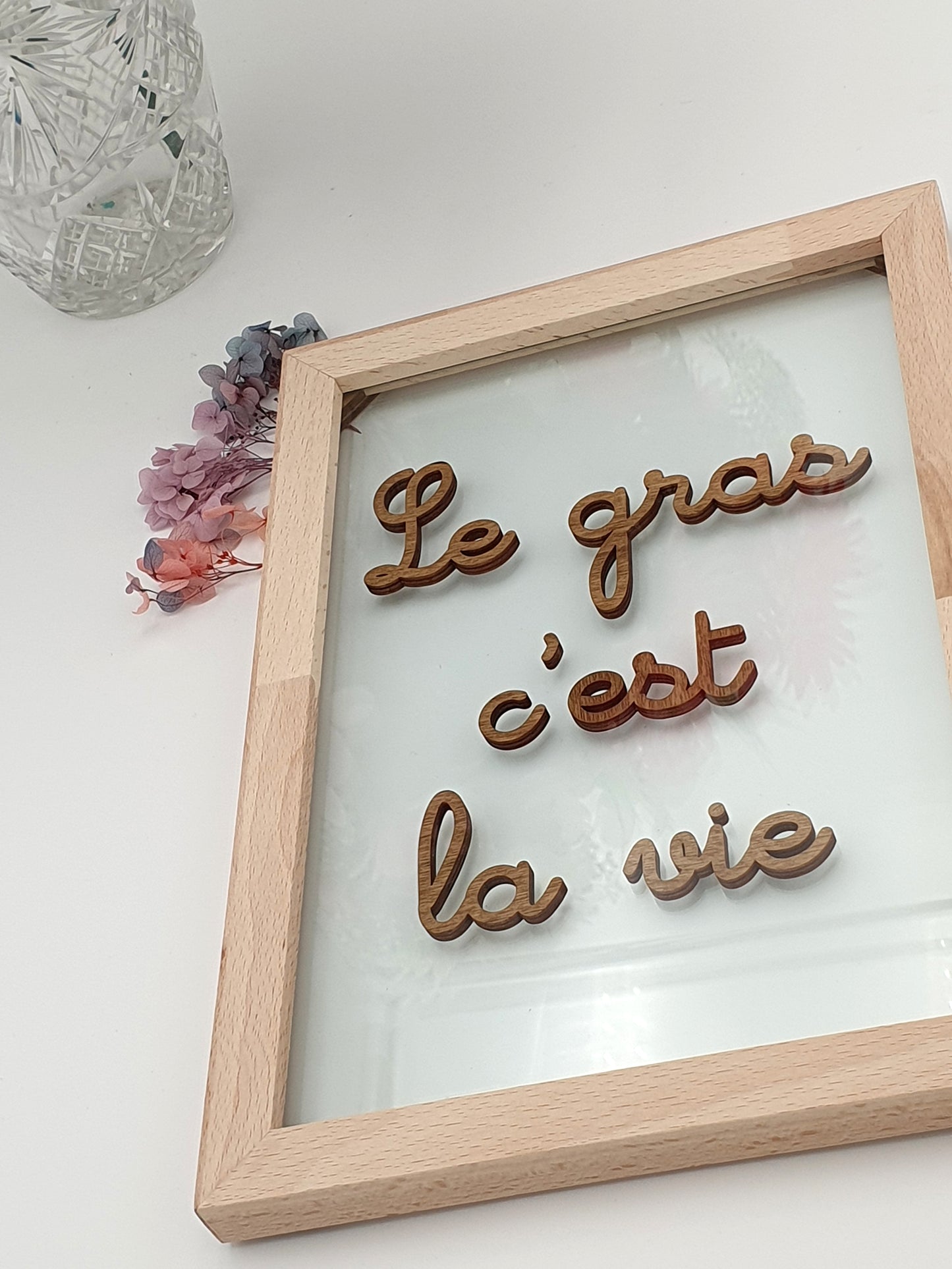 PERSONNALISABLE - Tableau en verre “Les Cucultes” – Citation personnalisable flottante