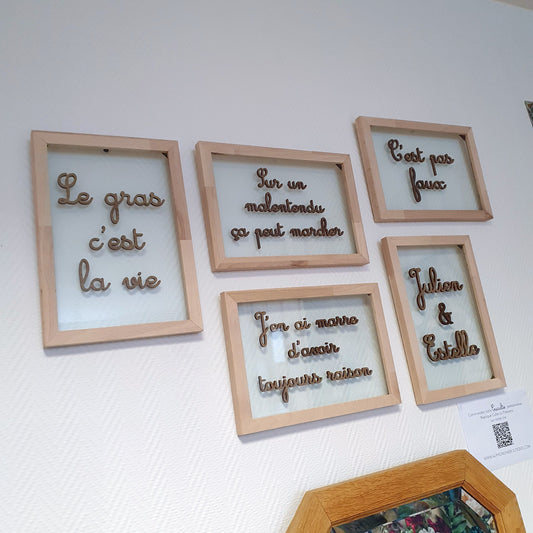 PERSONNALISABLE - Tableau en verre “Les Cucultes” – Citation personnalisable flottante