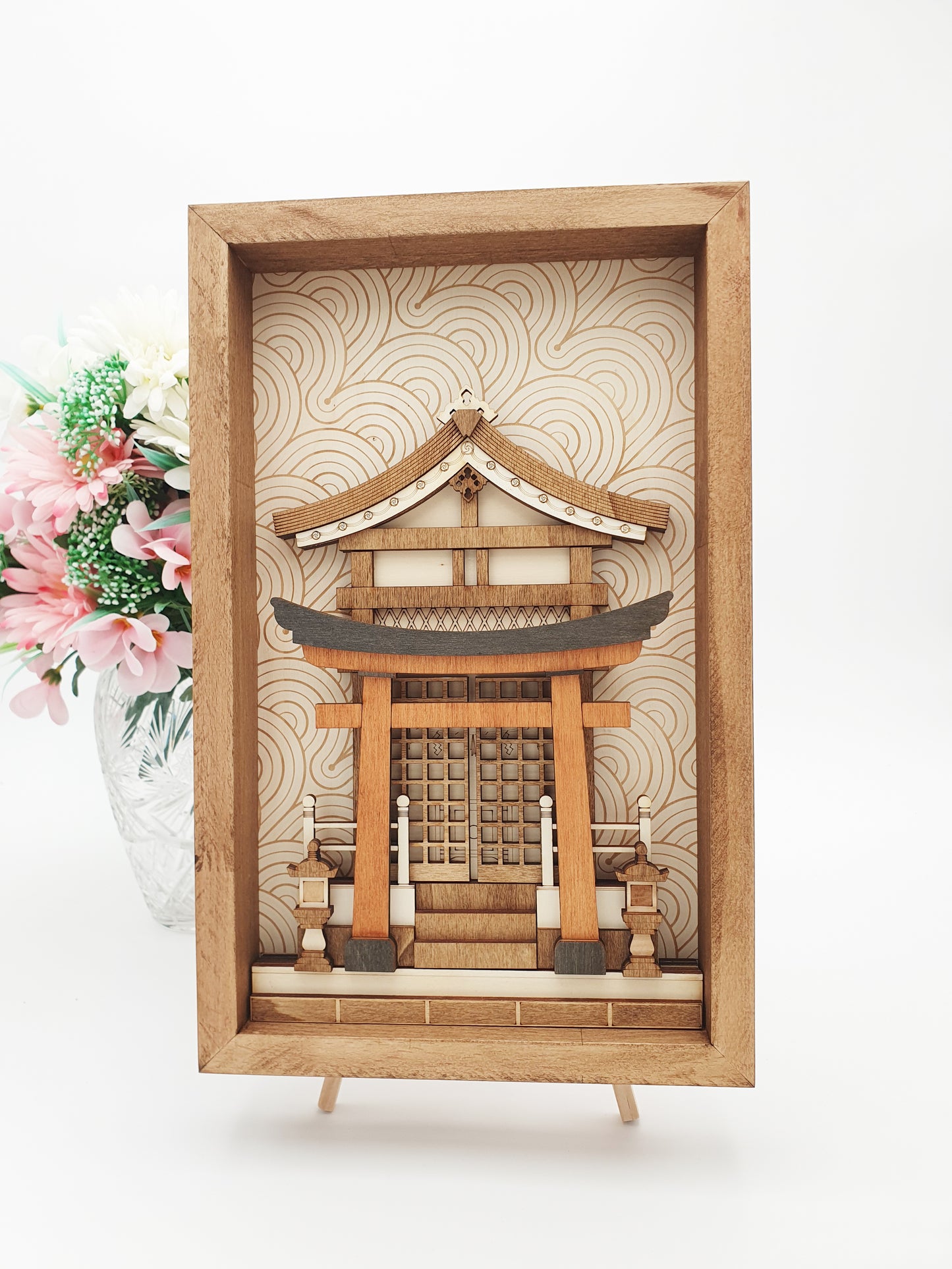 Tableau décoratif en bois – Temple Japonais - Sanctuaire Shinto – Décoration murale artisanale inspirée du Japon