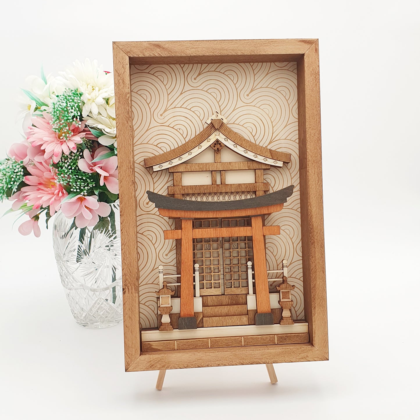 Tableau décoratif en bois – Temple Japonais - Sanctuaire Shinto – Décoration murale artisanale inspirée du Japon