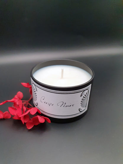 Bougie parfumée Cerise Noire – Black Edition | Cire de soja naturelle | Fabriquée en France